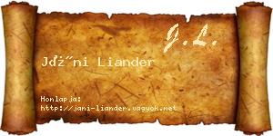 Jáni Liander névjegykártya